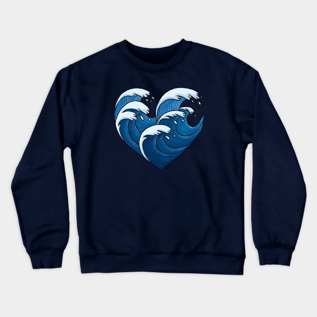 Waves Heart Crewneck Sweatshirt by Tania Tania